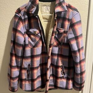 Sage collective purple plaid shacket women’s medium